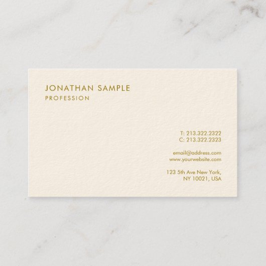 金ゴールド文字ラックスミニマモダンリストエレガントテンプレート 名刺 (裏面)