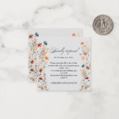 金ゴールド文字ワイルドフラワーQRコードウェディングRSVPカード ノートカード (正面/裏面インサイチュ)