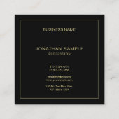 金ゴールド文字名エレガントブラックテンプレートプロフェッショナル スクエア名刺 (裏面)
