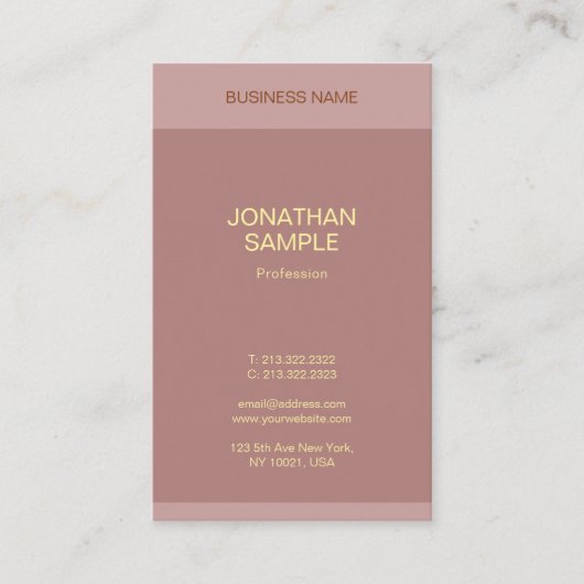 金ゴールド文字名エレガントモダンテンプレート垂直 名刺 (正面)