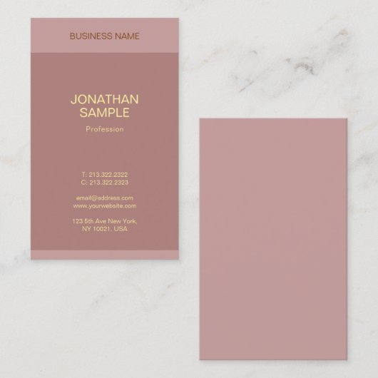 金ゴールド文字名エレガントモダンテンプレート垂直 名刺 (正面/裏面)