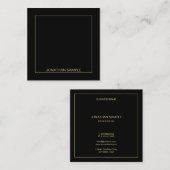 金ゴールド文字名エレガント黒テンプレートモダン スクエア名刺 (正面/裏面)