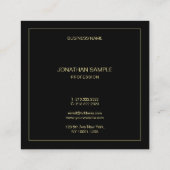 金ゴールド文字名エレガント黒テンプレートモダン スクエア名刺 (裏面)