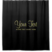 金ゴールド文字名モダンエレガントテンプレート黒 シャワーカーテン (正面)