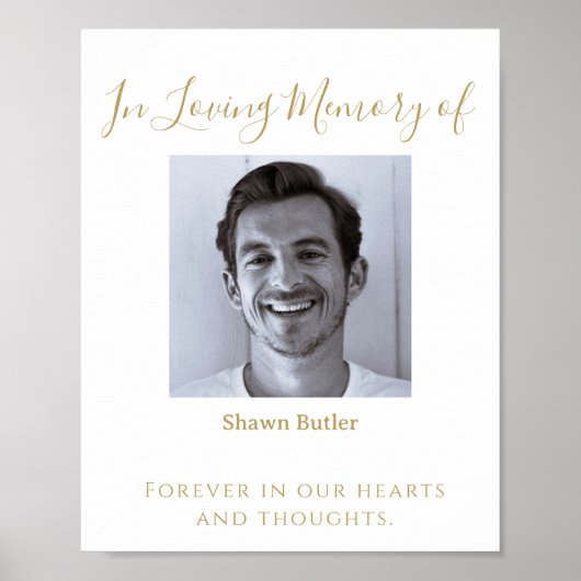 金ゴールド文字愛情のあるメモリで、エレガントな結婚式看板 ポスター (正面)