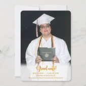 金ゴールド文字院写真卒業発表 招待状 (正面)