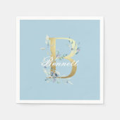 金ゴールド文字「B」のカスタマイズ スタンダードカクテルナプキン (正面)