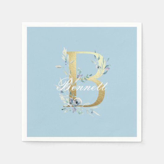 金ゴールド文字「B」のカスタマイズ スタンダードカクテルナプキン (正面)