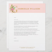 金ゴールド文字Gフローラモノグラム レターヘッド (正面/裏面)