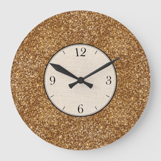 金ゴールド斑点とテクスチャ ラージ壁時計 (正面)
