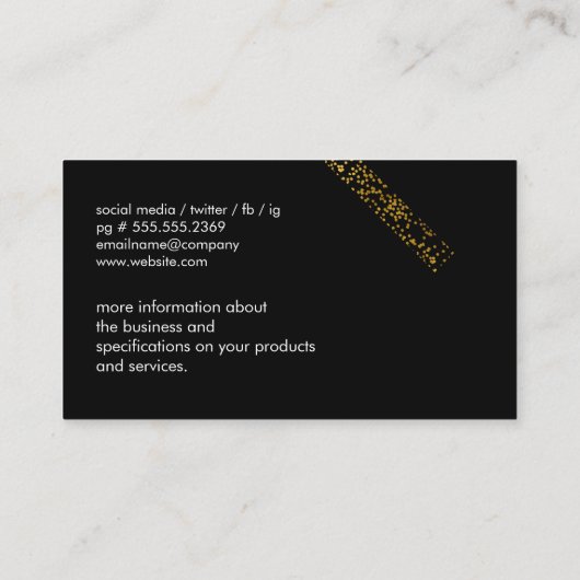 金ゴールド斑点ストライプ芸術的 名刺 (裏面)