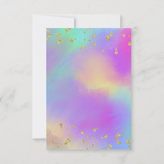金ゴールド斑点水彩フローラユニコーン誕生日 招待状 (裏面)