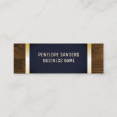 金ゴールド斑点 |ダークブルー金ゴールドメタルウッドトリム スキニー名刺 (正面)