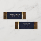 金ゴールド斑点 |ダークブルー金ゴールドメタルウッドトリム スキニー名刺 (正面/裏面)