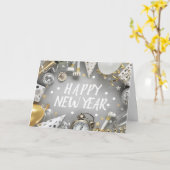 金ゴールド新年パーティー新年の日 カード (黄色い花)