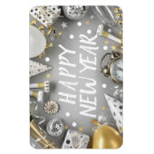 金ゴールド新年パーティー新年クリップアート金ゴールドパー マグネット (縦)