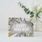 金ゴールド新年パーティー新年デークリップアート ポストカード (スタンド正面)