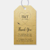 金ゴールド旅行テーマ飛行機航跡の好意 ギフトタグ (正面)