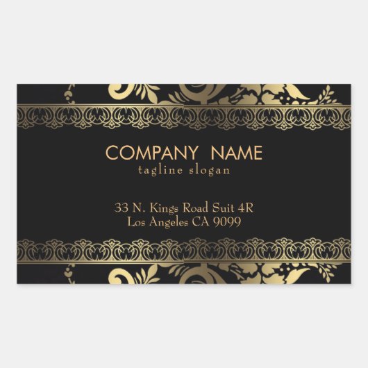 金ゴールド旋回レース 長方形シール (正面)