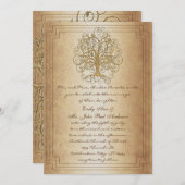 金ゴールド旋回木金ゴールドメタリック結婚ズ 招待状 (正面/裏面)