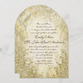 金ゴールド旋回金ゴールド金属結婚式招待状 招待状 (正面/裏面)