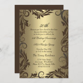 金ゴールド旋回50周年記結婚念招待状 招待状 (正面/裏面)