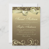 金ゴールド旋回&ボウイメージ誕生日招待状 招待状 (裏面)