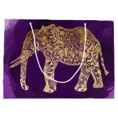 金ゴールド族フェイクゾウの紫筆画 ラージペーパーバッグ (裏面)