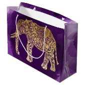 金ゴールド族フェイクゾウの紫筆画 ラージペーパーバッグ (裏面アングル)