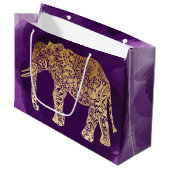 金ゴールド族フェイクゾウの紫筆画 ラージペーパーバッグ (正面アングル)