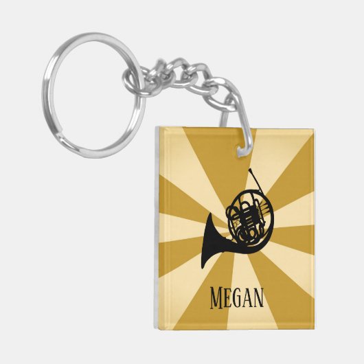 金ゴールド日が差すことフランスのホーンブラスミュージック楽器 キーホルダー (正面左)