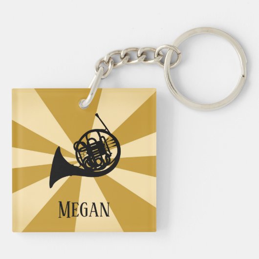 金ゴールド日が差すことフランスのホーンブラスミュージック楽器 キーホルダー (裏面)