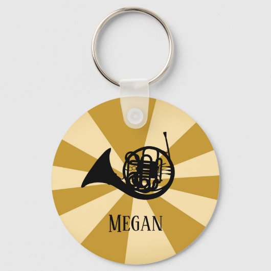 金ゴールド日が差すことフランスのホーンブラスミュージック楽器 キーホルダー (正面)