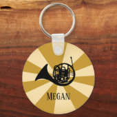 金ゴールド日が差すことフランスのホーンブラスミュージック楽器 キーホルダー (裏面)