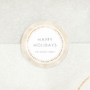金ゴールド日が差すことフレームアートデコハッピーホリデイズ ラウンドシール