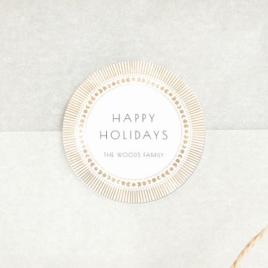 金ゴールド日が差すことフレームアートデコハッピーホリデイズ ラウンドシール