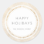 金ゴールド日が差すことフレームアートデコハッピーホリデイズ ラウンドシール (正面)