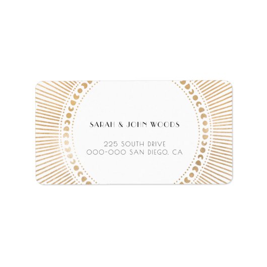 金ゴールド日が差すことフレームアートデコ休日アドレス ラベル (正面)