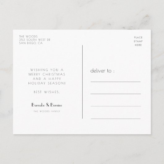 金ゴールド日が差すことフレームアートデコ家族の写真ホリデー ポストカード (裏面)