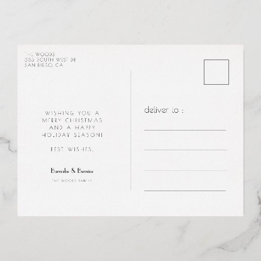 金ゴールド日が差すことフレームアートデコ家族写真 箔シーズンポストカード (裏面)