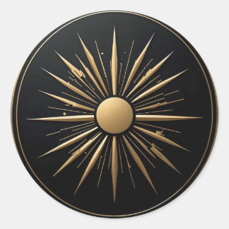 金ゴールド日が差すことラインアートブラックステッカー ラウンドシール