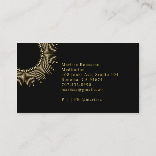 金ゴールド日が差すこと天測ジュエリー設計事業 名刺 (裏面)