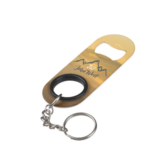 金ゴールド日の個人用山モノグラム キーホルダー栓抜き (裏面アングル)