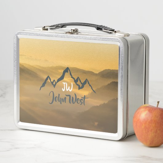 金ゴールド日の個人用山モノグラム メタルランチボックス (インサイチュ)