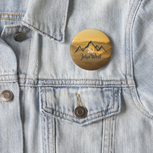 金ゴールド日の個人用山モノグラム 缶バッジ (インサイチュ)