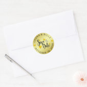 金ゴールド日付の愛のグリッター結婚の ラウンドシール (封筒)