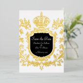金ゴールド日付の結婚保存 箔招待状 (立ち正面)
