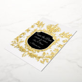 金ゴールド日付の結婚保存 箔招待状 (回転した状態)