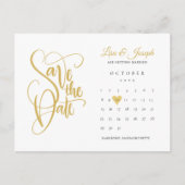 金ゴールド日付カレンダーのラブハートポストカードの保存 案内ポストカード (正面)