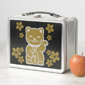 金ゴールド日本の招き猫 メタルランチボックス (インサイチュ)